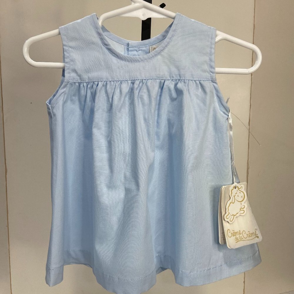 Creme' de la Creme' New Infant blue dress with apron size 3 months - Picture 6 of 8